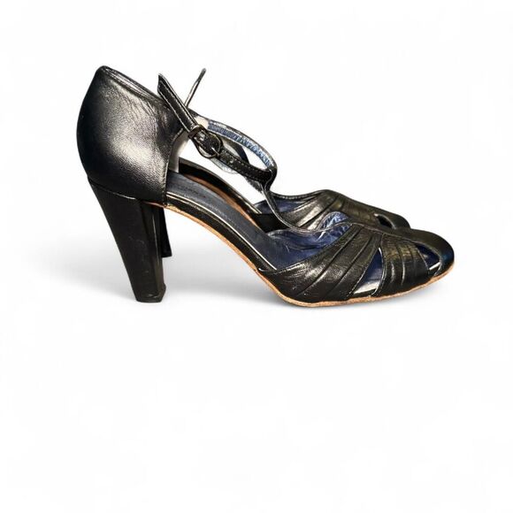 Paolo Iantorno Women’s Black Leather Heels Size 39 (US 8.5-9) Made in Italy - Picture 1 of 8